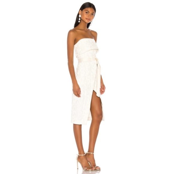 NWT Alexis Isotta Floral Brocade Strapless Wrap Tie Dress XL - Picture 2 of 13